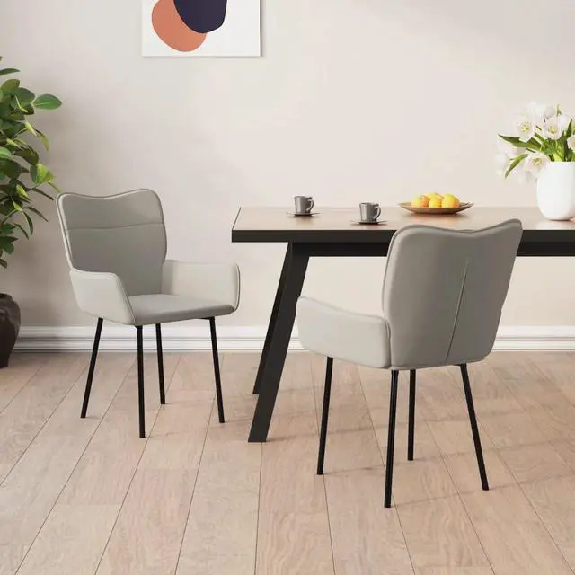 Alt view image 12 of 12 - vidaXL Dining Chairs 2 pcs Light Gray Velvet