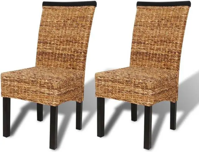 Alt view image 10 of 16 - vidaXL Dining Chairs 2 pcs Abaca and Solid Mango Wood
