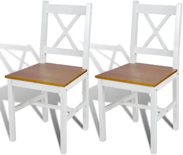 Alt view image 14 of 15 - vidaXL Dining Chairs 2 Pcs Accent Chair with Curved Slat Back White Pinewood