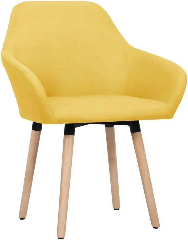 Alt view image 2 of 5 - vidaXL Dining Chair 2 Pcs Accent Upholstered Chair with Armrests Yellow Fabric