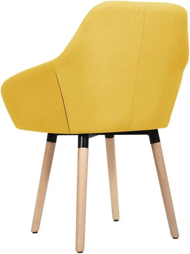 Alt view image 4 of 5 - vidaXL Dining Chair 2 Pcs Accent Upholstered Chair with Armrests Yellow Fabric