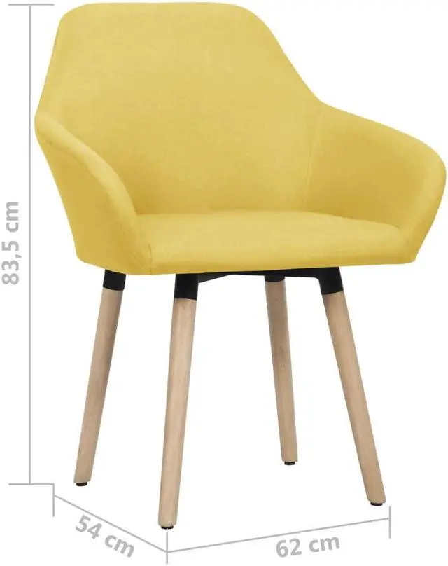 Alt view image 5 of 5 - vidaXL Dining Chair 2 Pcs Accent Upholstered Chair with Armrests Yellow Fabric