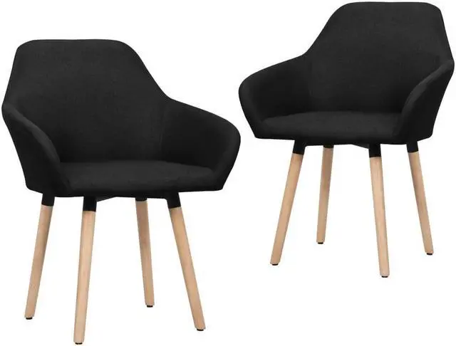 Main image of vidaXL Dining Chair 2 Pcs Accent Upholstered Chair for Dining Room Black Fabric