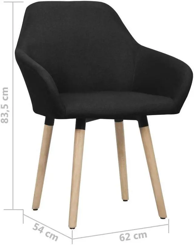 Alt view image 3 of 10 - vidaXL Dining Chair 2 Pcs Accent Upholstered Chair for Dining Room Black Fabric