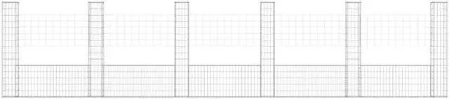 Alt view image 3 of 5 - vidaXL U-shape Gabion Basket with 6 Posts Iron 244.1"x59.1" Wire Wall Fence