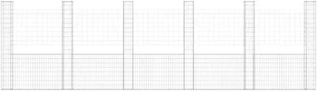Alt view image 3 of 5 - vidaXL Gabion Basket U-Shape with 6 Posts Iron Garden Patio Wall Wire Fence Cage