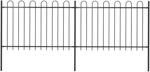 Main image of vidaXL Garden Fence with Hoop Top Steel 141.3"x47.2" Black