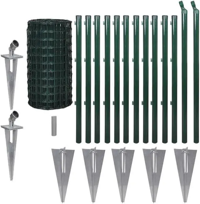 Alt view image 7 of 7 - vidaXL Fence Barrier Fence Metal Fence Wire Mesh Steel 82ft x 2.6ft Green