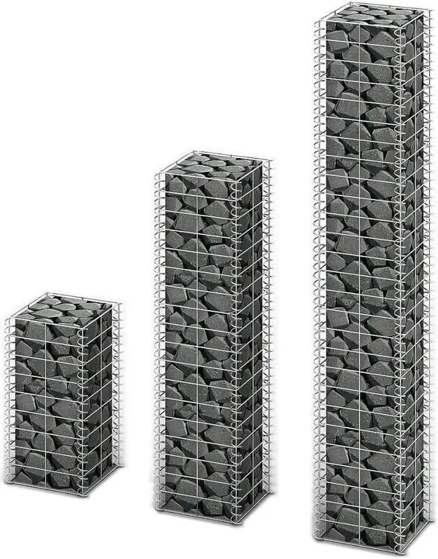 Alt view image 8 of 9 - vidaXL Gabion Basket Set Gabion Wall Cage Stone Wall 3 Piece Galvanized Wire