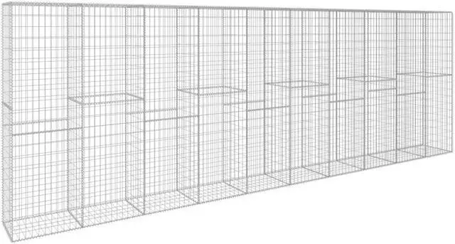 Alt view image 7 of 7 - vidaXL Gabion Wall Gabion Cage with Cover Galvanized Steel 236.2"x19.7"x78.7"