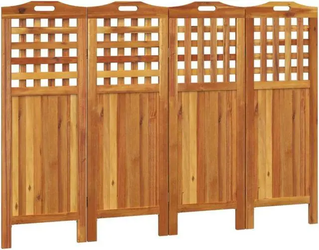 Alt view image 7 of 10 - vidaXL 4-Panel Room Divider 63.8"x0.8"x45.3" Solid Wood Acacia