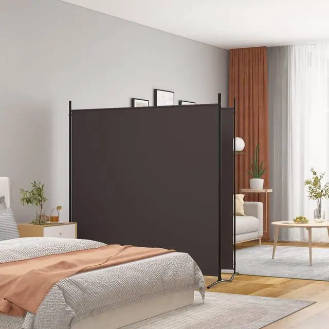 Main image of vidaXL Room Divider Folding 2 Panel Room Divider Privacy Screen Brown Fabric