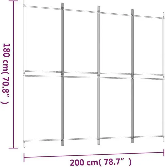 Alt view image 8 of 10 - vidaXL 4 Panel Room Divider Folding Privacy Screen Room Partition Black Fabric