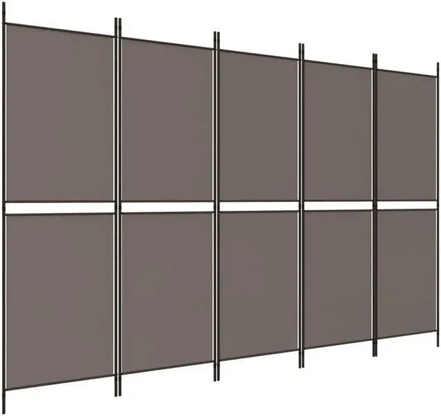 Alt view image 6 of 10 - vidaXL 5 Panel Room Divider Folding Partition Privacy Screen Anthracite Fabric