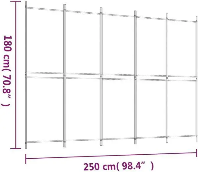 Alt view image 8 of 10 - vidaXL 5 Panel Room Divider Folding Partition Privacy Screen Anthracite Fabric