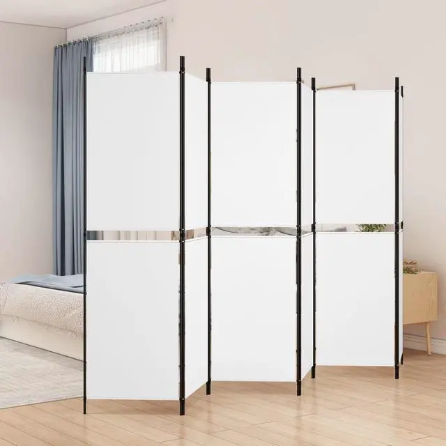 Alt view image 5 of 10 - vidaXL 6 Panel Room Divider Privacy Screen for Room Separation White Fabric