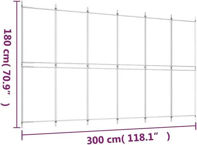 Alt view image 8 of 10 - vidaXL 6 Panel Room Divider Privacy Screen for Room Separation White Fabric