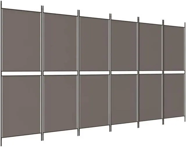 Alt view image 6 of 10 - vidaXL 6 Panel Room Divider Folding Partition Privacy Screen Anthracite Fabric