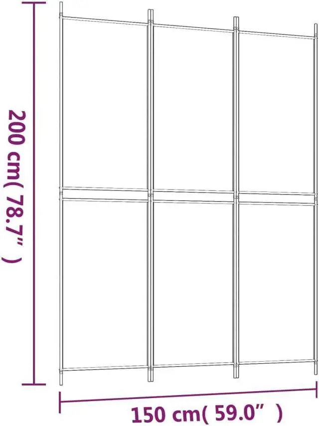 Alt view image 4 of 6 - vidaXL Room Divider 3 Panel Room Divider Screen Wall Partition White Fabric