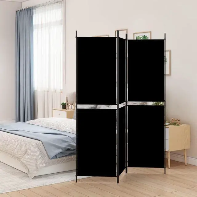 Main image of vidaXL Room Divider 3 Panel Room Divider Screen Wall Partition Black Fabric