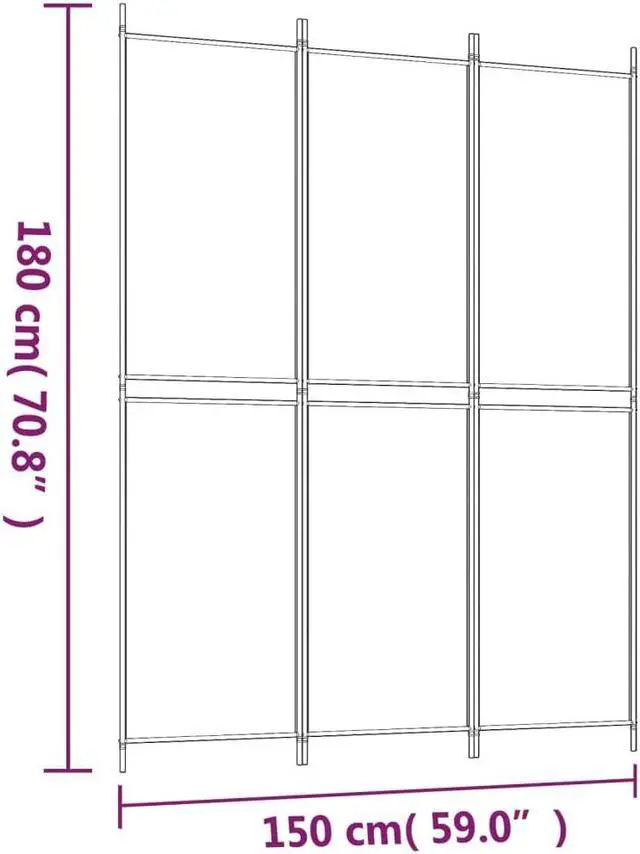 Alt view image 4 of 6 - vidaXL Room Divider 3 Panel Room Divider Screen Wall Partition Black Fabric