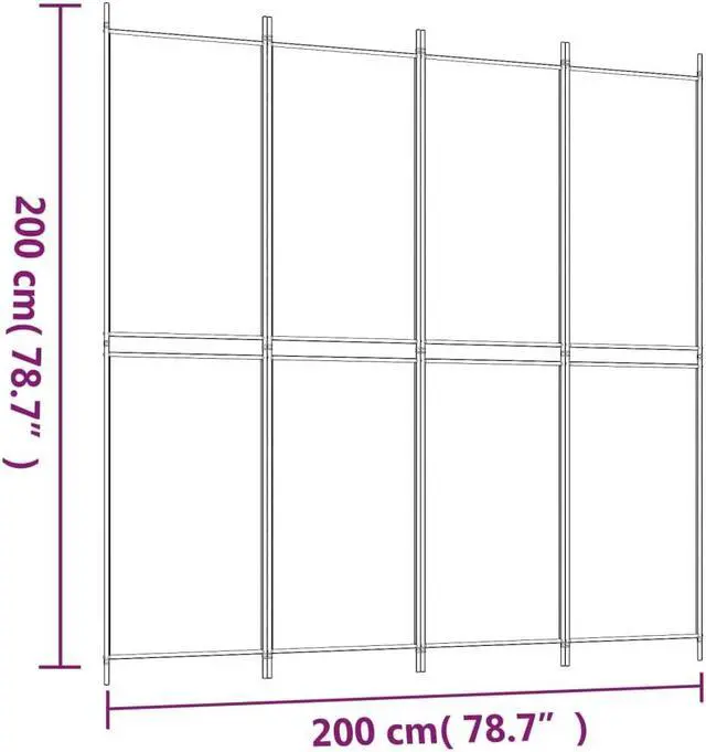 Alt view image 4 of 6 - vidaXL Room Divider 4 Panel Room Divider Screen Wall Partition White Fabric