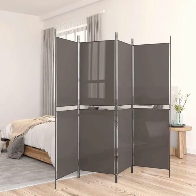 Main image of vidaXL Room Divider 4 Panel Room Divider Screen Wall Partition Anthracite Fabric