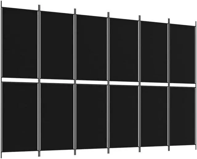 Alt view image 2 of 6 - vidaXL Room Divider 6 Panel Room Divider Screen Wall Partition Black Fabric