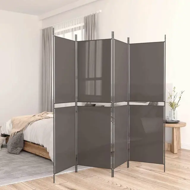 Main image of vidaXL Room Divider 4 Panel Room Divider Screen Wall Partition Anthracite Fabric
