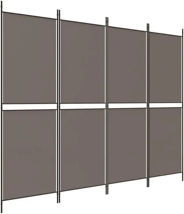 Alt view image 2 of 6 - vidaXL Room Divider 4 Panel Room Divider Screen Wall Partition Anthracite Fabric