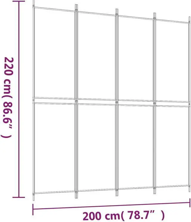 Alt view image 4 of 6 - vidaXL Room Divider 4 Panel Room Divider Screen Wall Partition Anthracite Fabric