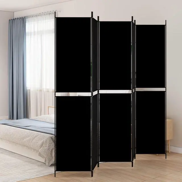 Main image of vidaXL Room Divider 5 Panel Room Divider Screen Wall Partition Black Fabric