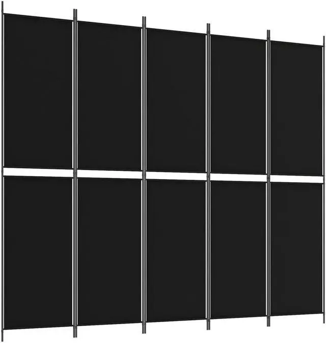 Alt view image 2 of 6 - vidaXL Room Divider 5 Panel Room Divider Screen Wall Partition Black Fabric