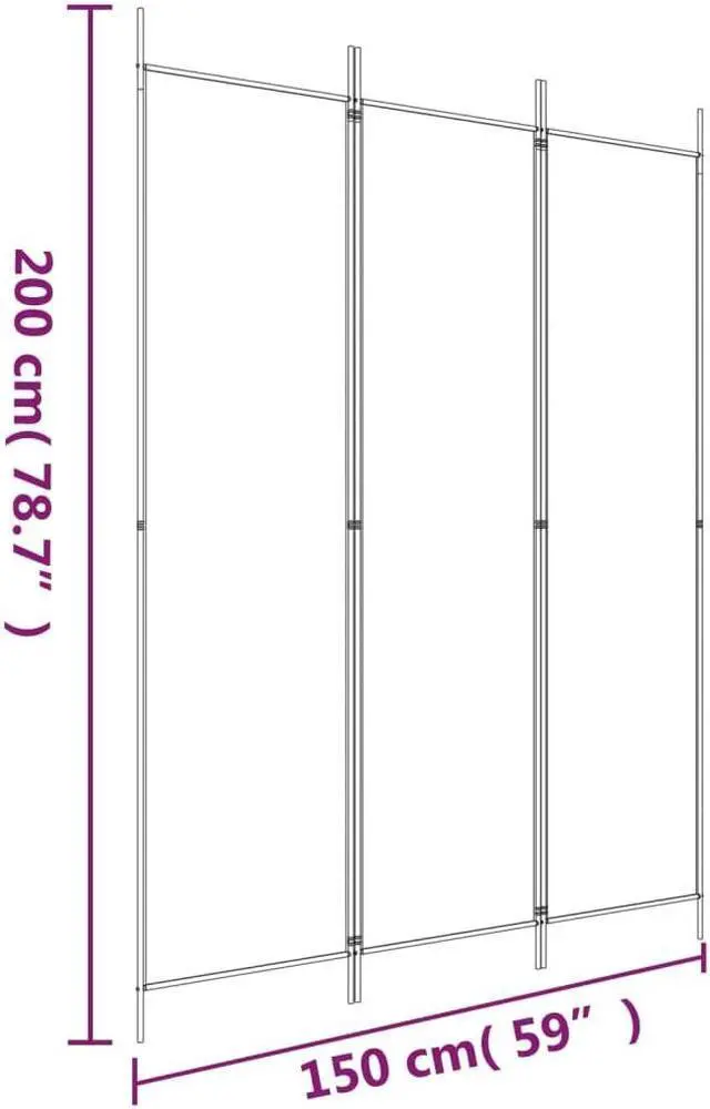 Alt view image 8 of 10 - vidaXL 3 Panel Room Divider Privacy Screen for Room Separation White Fabric