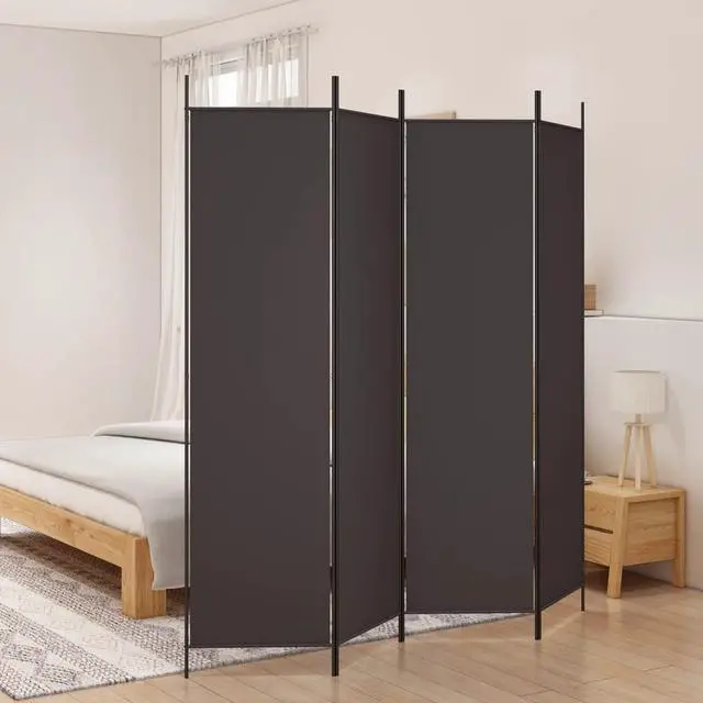 Alt view image 5 of 10 - vidaXL 4 Panel Room Divider Folding Privacy Screen Room Partition Brown Fabric