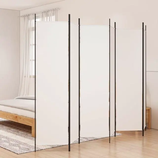 Alt view image 5 of 10 - vidaXL 6 Panel Room Divider Privacy Screen for Room Separation White Fabric