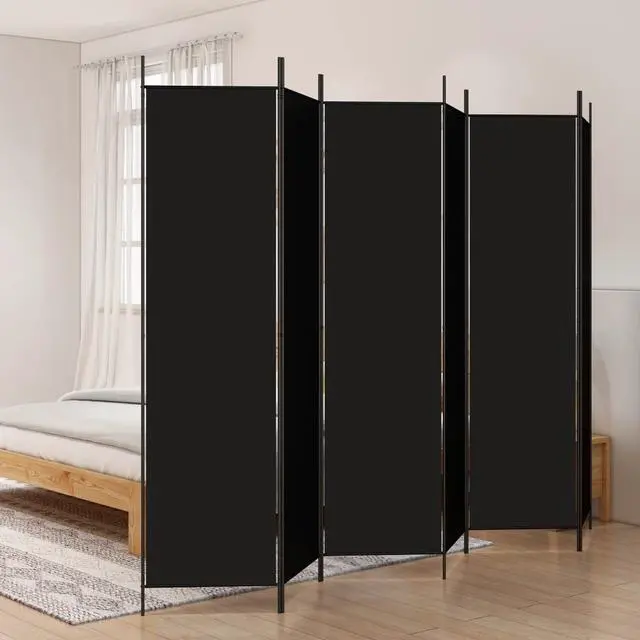 Alt view image 5 of 10 - vidaXL 6 Panel Room Divider Privacy Screen for Room Separation Black Fabric