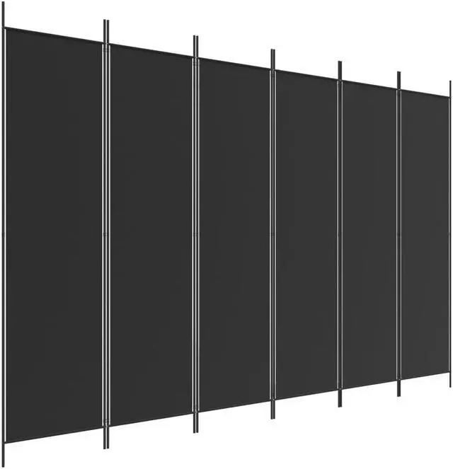 Alt view image 6 of 10 - vidaXL 6 Panel Room Divider Privacy Screen for Room Separation Black Fabric