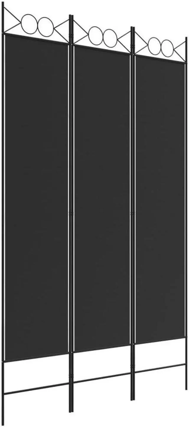 Alt view image 6 of 10 - vidaXL 3 Panel Room Divider Privacy Screen for Room Separation Black Fabric