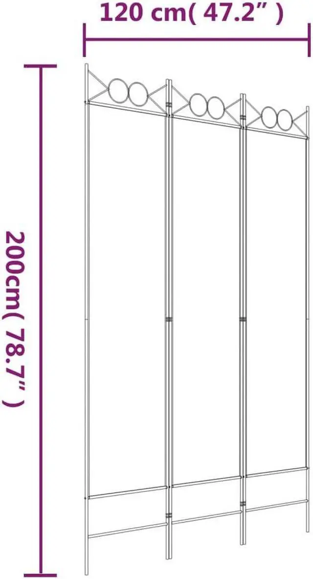 Alt view image 8 of 10 - vidaXL 3 Panel Room Divider Privacy Screen for Room Separation Black Fabric
