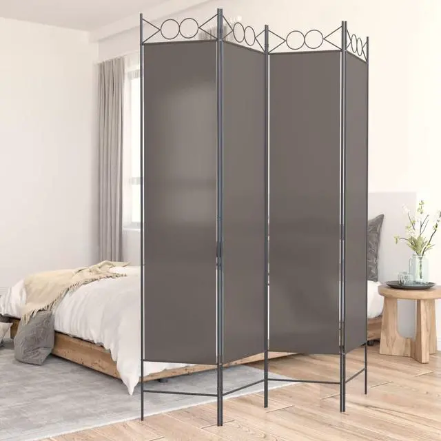Alt view image 5 of 10 - vidaXL 4 Panel Room Divider Folding Partition Privacy Screen Anthracite Fabric
