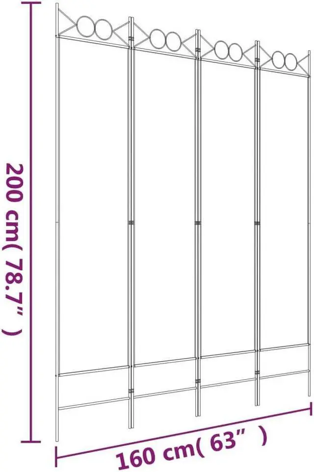 Alt view image 8 of 10 - vidaXL 4 Panel Room Divider Folding Partition Privacy Screen Anthracite Fabric