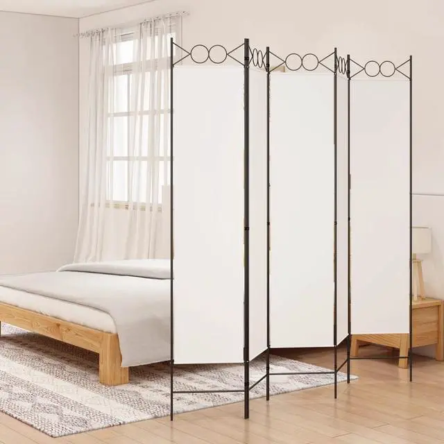 Alt view image 5 of 10 - vidaXL 5 Panel Room Divider Privacy Screen for Room Separation White Fabric