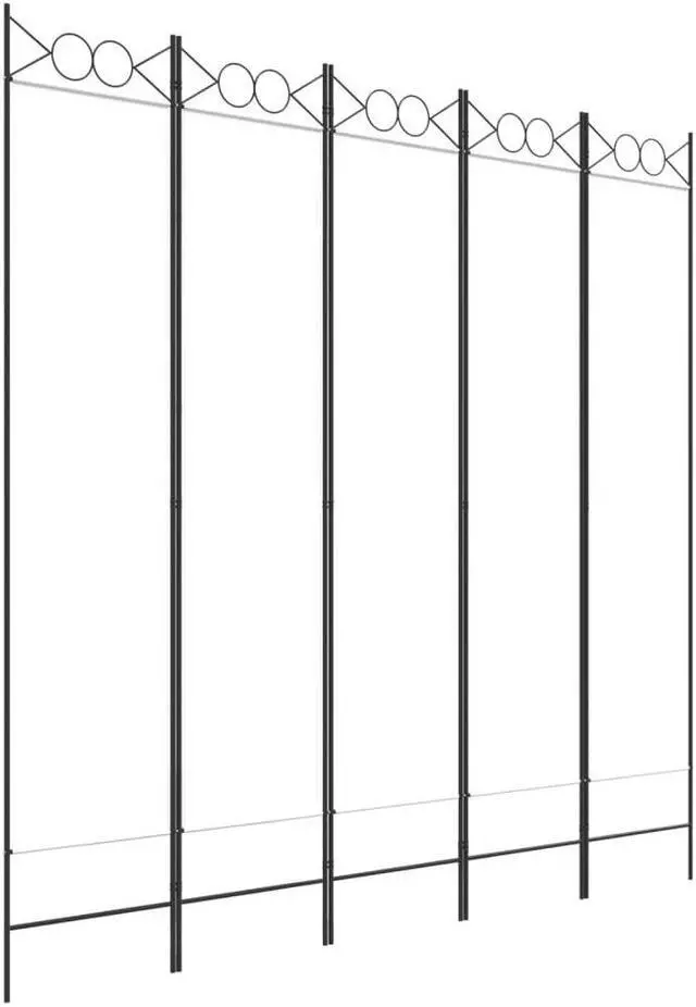 Alt view image 6 of 10 - vidaXL 5 Panel Room Divider Privacy Screen for Room Separation White Fabric