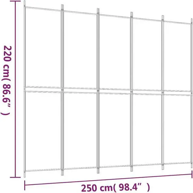 Alt view image 4 of 6 - vidaXL Room Divider 5 Panel Room Divider Screen Wall Partition Black Fabric