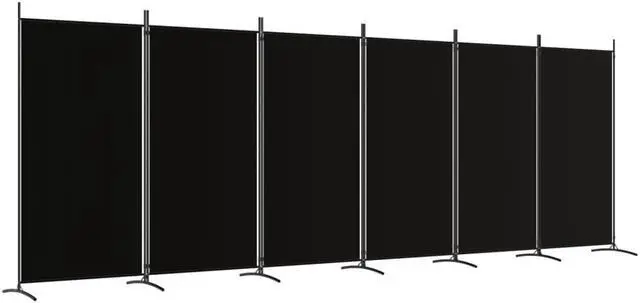 Alt view image 2 of 6 - vidaXL Room Divider Folding Privacy Screen 6 Panel Room Divider Black Fabric