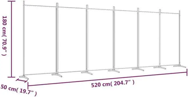 Alt view image 4 of 6 - vidaXL Room Divider Folding Privacy Screen 6 Panel Room Divider Black Fabric