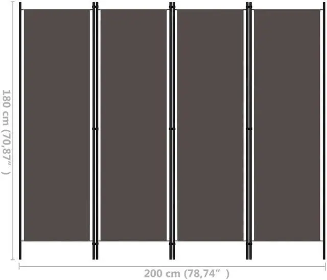 Alt view image 14 of 15 - vidaXL 4-Panel Room Divider Anthracite 78.7"x70.9"