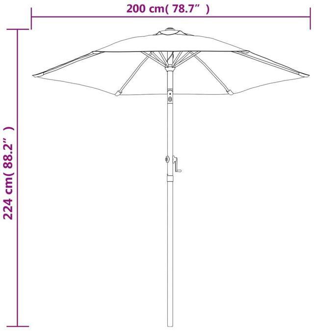 Alt view image 4 of 15 - vidaXL Garden Parasol with Steel Pole 250x250 cm Anthracite