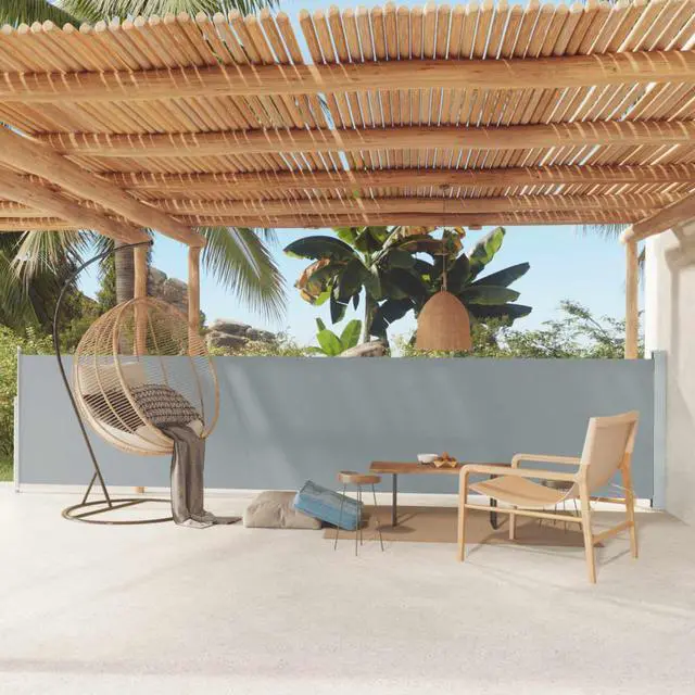 Main image of vidaXL Patio Awning Sun Screen Retractable Awning for Deck 46.1"x236.2" Gray
